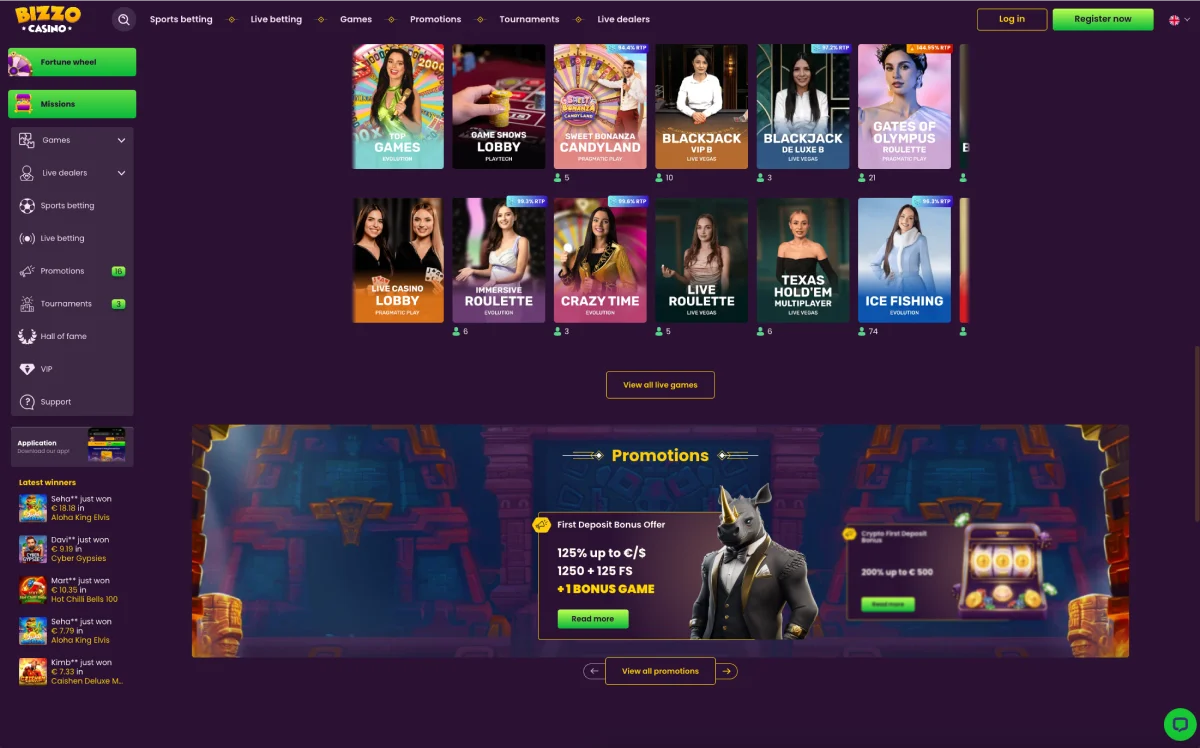 Bizzo Casino Igralnica Z Živimi Delivci
