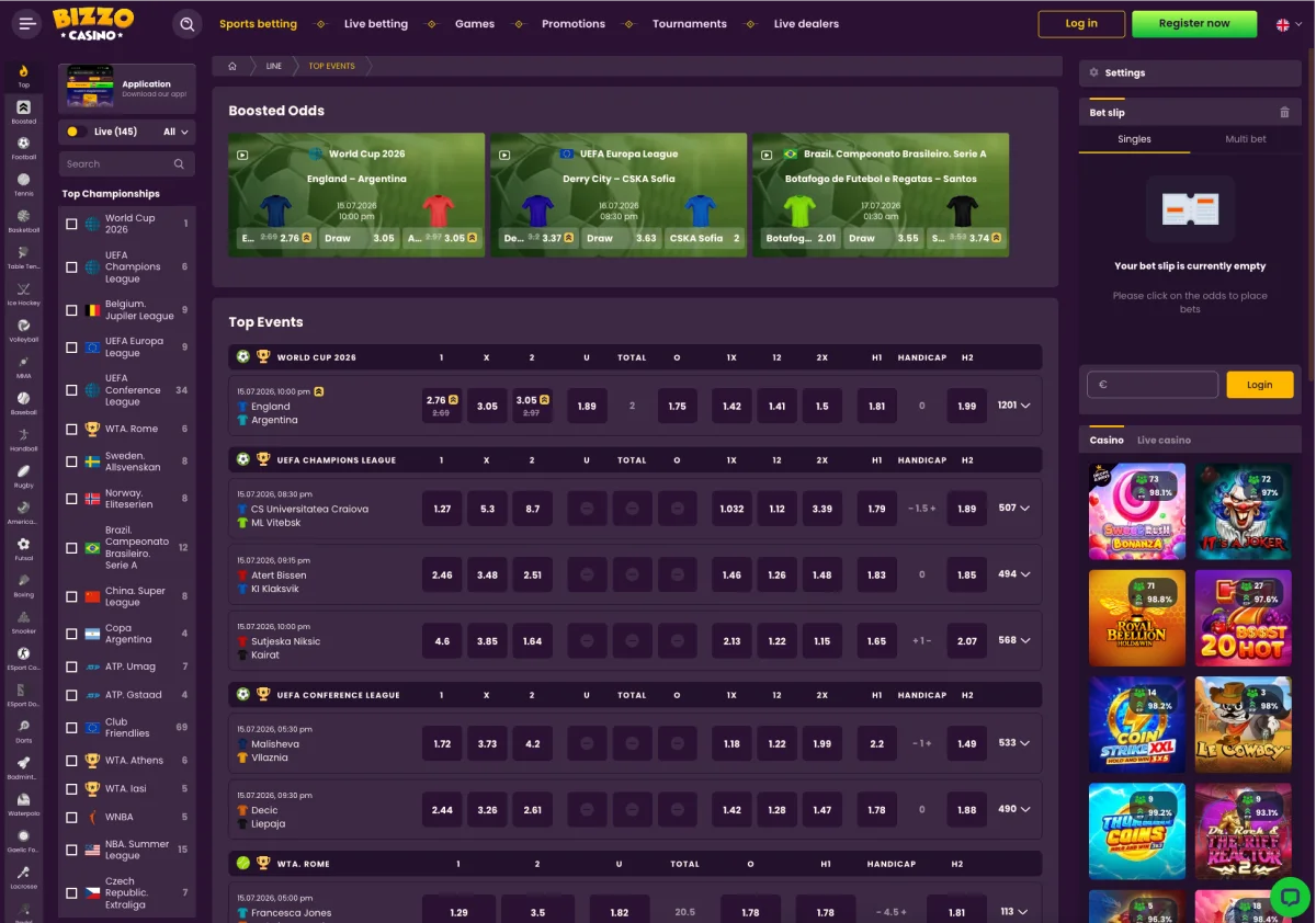 Bizzo Casino Stavne Kvote